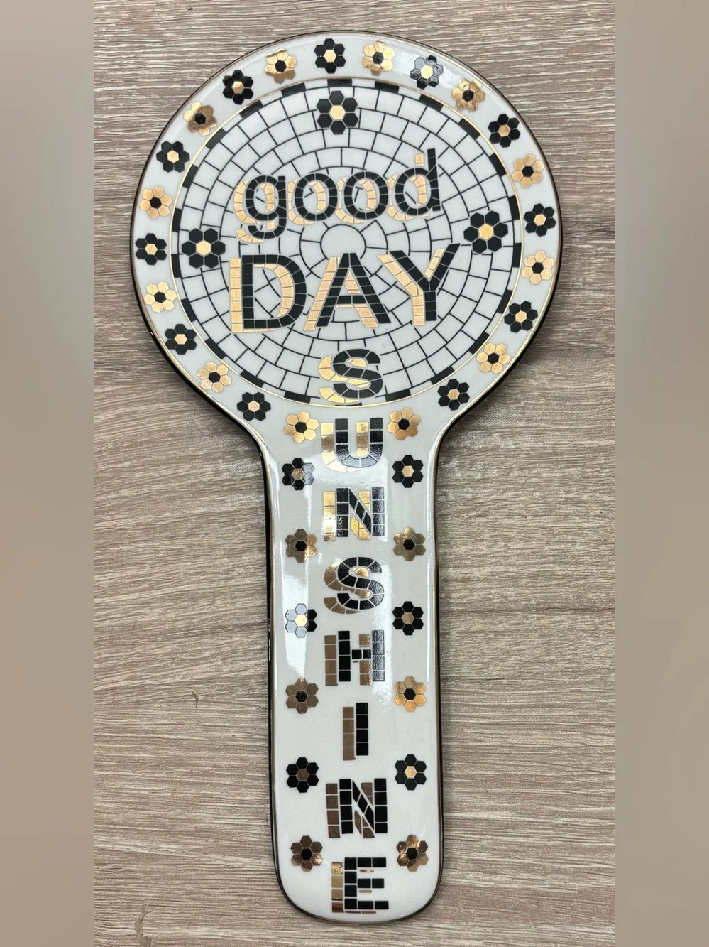 Anthropologie Bistro Tile 24k Gold Spoon Rest